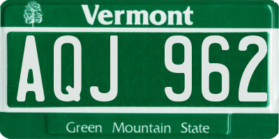 VT license plate AQJ962
