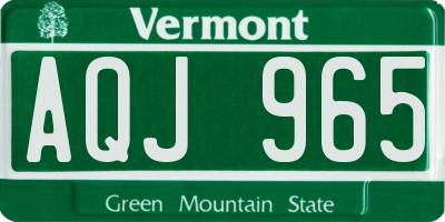 VT license plate AQJ965