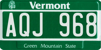 VT license plate AQJ968
