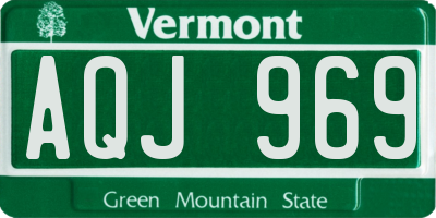 VT license plate AQJ969