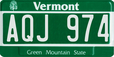 VT license plate AQJ974