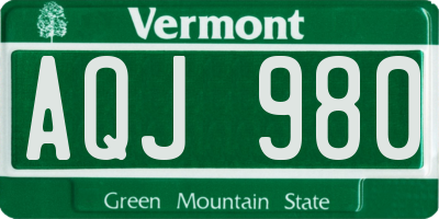 VT license plate AQJ980