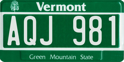 VT license plate AQJ981