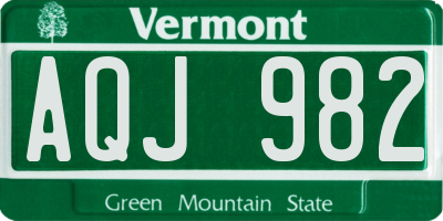 VT license plate AQJ982