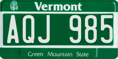 VT license plate AQJ985