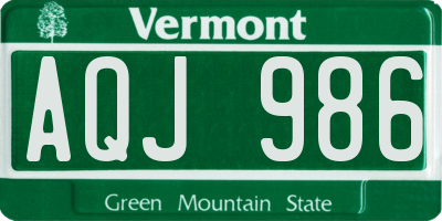 VT license plate AQJ986