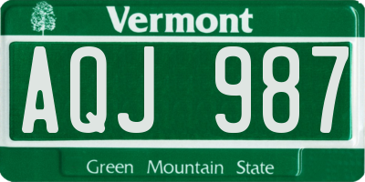 VT license plate AQJ987