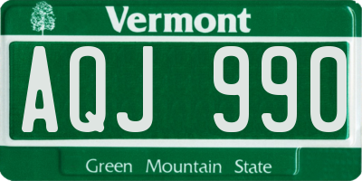 VT license plate AQJ990