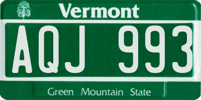 VT license plate AQJ993