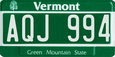VT license plate AQJ994