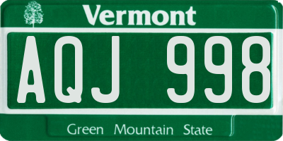 VT license plate AQJ998