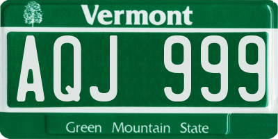 VT license plate AQJ999