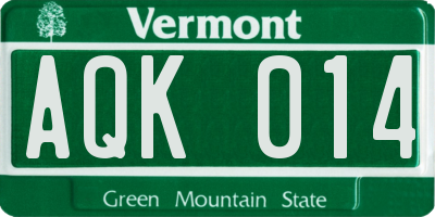 VT license plate AQK014