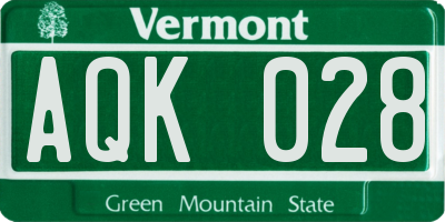 VT license plate AQK028