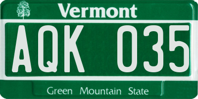 VT license plate AQK035