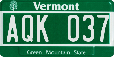 VT license plate AQK037