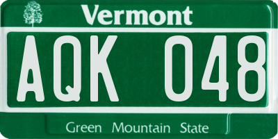 VT license plate AQK048