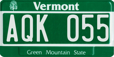VT license plate AQK055