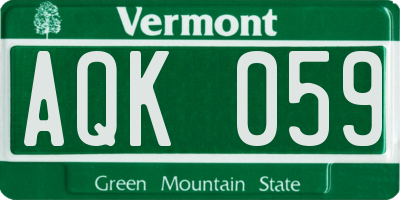 VT license plate AQK059