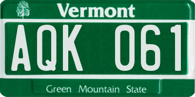 VT license plate AQK061