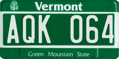 VT license plate AQK064