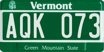 VT license plate AQK073