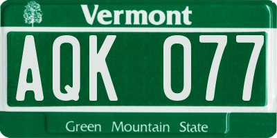 VT license plate AQK077