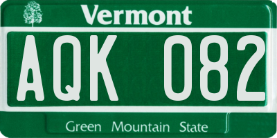 VT license plate AQK082