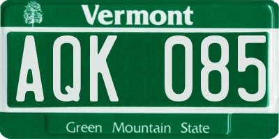 VT license plate AQK085