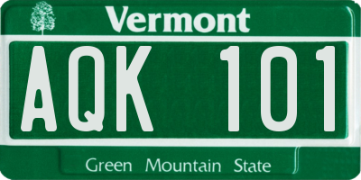 VT license plate AQK101