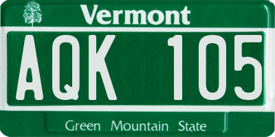 VT license plate AQK105