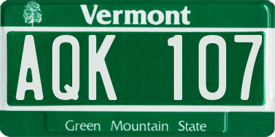 VT license plate AQK107