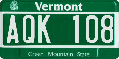 VT license plate AQK108
