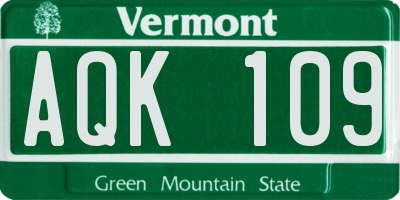VT license plate AQK109
