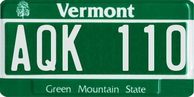 VT license plate AQK110