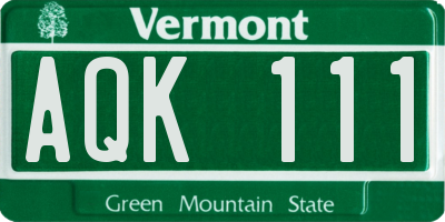 VT license plate AQK111