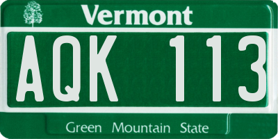 VT license plate AQK113