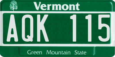 VT license plate AQK115