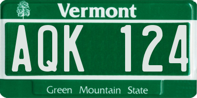 VT license plate AQK124