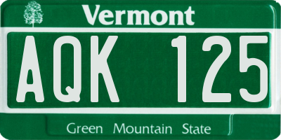 VT license plate AQK125