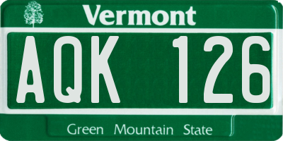 VT license plate AQK126
