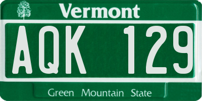 VT license plate AQK129