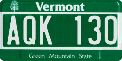 VT license plate AQK130
