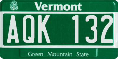 VT license plate AQK132
