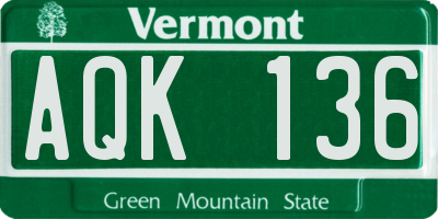 VT license plate AQK136