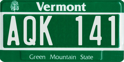 VT license plate AQK141