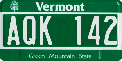 VT license plate AQK142