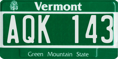 VT license plate AQK143