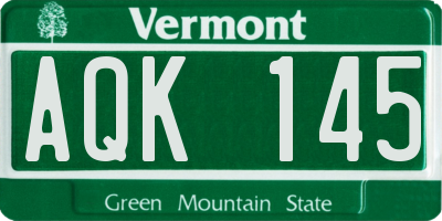VT license plate AQK145