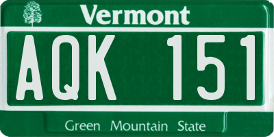 VT license plate AQK151